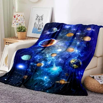 Uzay Odası Galaxy Yıldız Battaniye Yatak Örtüsü Ultra Hafif Yumuşak Peluş Pazen Atmak Battaniye çekyat Kanepe Ofis En İyi Hediye