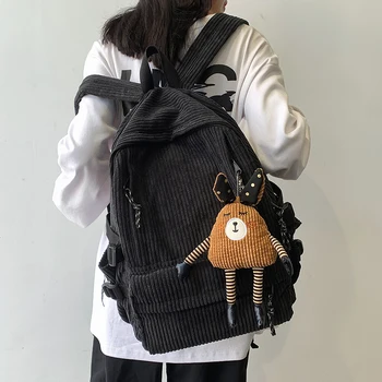 Vintage Kadife Anti-Hırsızlık Sırt Çantası Moda Kadın Sırt Çantası Saf Renk Sevimli okul çantası Genç Kızlar için seyahat Omuz Sırt Çantası