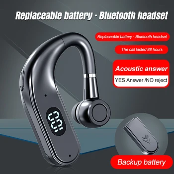 X5 Bluetooth uyumlu 5.2 kablosuz kulaklık Tek Kulak Kancası Gürültü İptal İş Kulaklık Değiştirilebilir Pil Mic İle