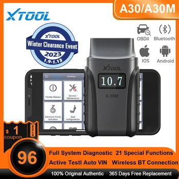 XTOOL A30 A30M OBD2 Araç Teşhis Aracı Android İçin / IOS Araba Kod Okuyucu Tam Sistem Teşhis Çift yönlü Kontrol Tarayıcı