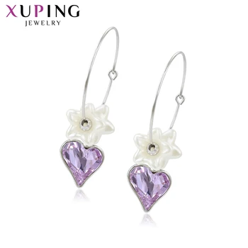 Xuping Takı Moda Kalp Şeklinde ve Çiçek Şekli Kristaller Küpe Kadınlar için Düğün Hediyesi 20711