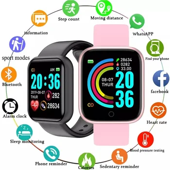 Y68 Yetişkin akıllı bluetooth saat Spor İzci spor saat nabız monitörü Kan Basıncı akıllı bilezik Android IOS için