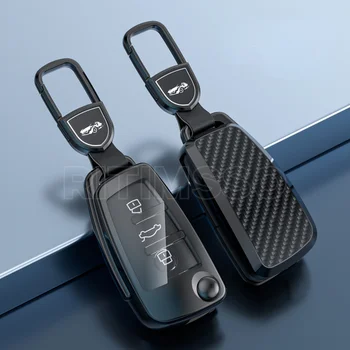 Yeni Alaşım+ TPU Araba Katlanır anahtar kapağı kılıfı Audi A3 8L 8P A4 B6 B7 B8 A6 C5 C6 4F RS3 Q3 Q7 TT 8L 8V S3 Otomatik Kabuk Aksesuarları