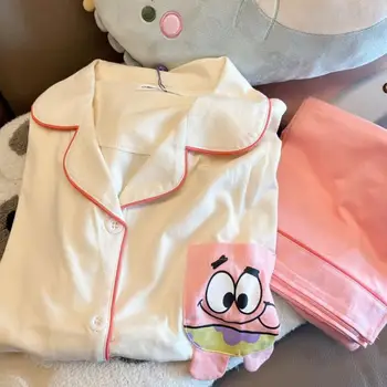Yeni Kawaii Sevimli Patrick Yıldız Doraemon Pijama Ev Giysileri Uzun Kollu Elbise Gevşek Rahat Ins noel hediyesi Kız İçin