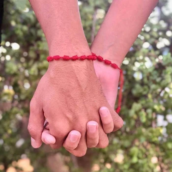 Yeni Stil El Yapımı 7 Knot Kırmızı Dize Bilezik Iyi Şanslar Muska Bilezik Başarı ve Refah Dostluk Bilezik