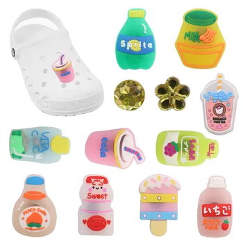 Yeni Varış 1 adet Ayakkabı Takılar Soda İçecek Kabarcık Süt Çay Aksesuarları PVC Çocuk ayakkabı tokası Fit Bilekliği doğum günü hediyesi
