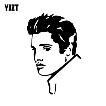 YJZT 9.4 CM * 14.2 CM Elvis Presley Araba Sticker İlginç Vinil Çıkartmaları Siyah / Gümüş C3-0029