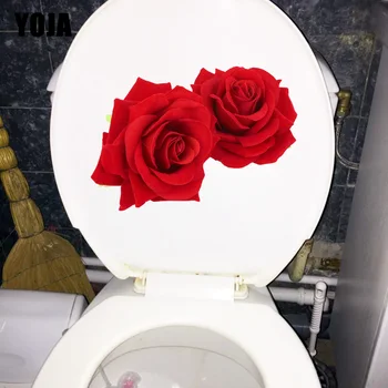 YOJA 22. 3X16CM Romantik Kırmızı Gül Yatak Odası Duvar Dekor Çıkartması Moda WC Sticker Tuvalet T1-1955