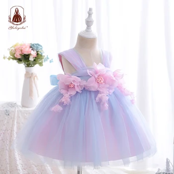Yoliyolei Sling Bebek Kız çocuk elbiseleri Çiçek Kız balo elbisesi Tül Elbiseler Casual Düğün Parti Çocuk Giysileri 1-4Y