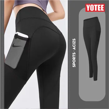 YOTEE hyperflex Dikişsiz Yoga Pantolon Tayt Moda Cep Streç Spor koşu giysisi Spor Atletizm Tayt