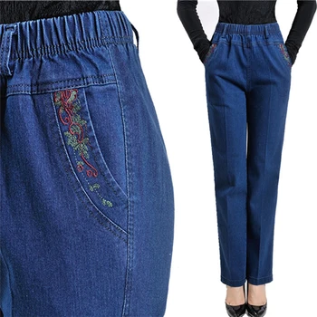 Yüksek Bel Kot Kadın Bahar Sonbahar Elastik Bel Kot Pantolon Kadın Kış Akın Sıcak Tutmak Rahat Düz Pantolon A2653