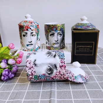 Yüz Romantik Aromaterapi Mum Kavanoz Seramik Şamdan Modern Sanat Süsleme Depolama Kavanoz Kelebek Çiçek Yüz