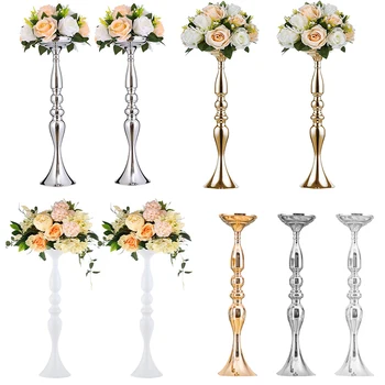 Zarif Metal Çiçek Vazo Mumluk Çiçekler Centerpieces Masa T Sahne Metal Standı Şamdan Düğün Parti Dekor İçin