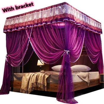 Zemin ayakta Saray Cibinlik Çerçeve ile Lüks Tasarım Romantik Prenses Tarzı Yatak Odası Dekorasyon Braketi ile Bir Set