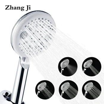 ZhangJi Modern Tasarım 5 Modları Banyo Duş Başlığı Krom Plaka ABS El Anahtarı Su Tasarrufu Duş Başlığı