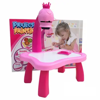 Çocuk çalışma masası akıllı Projektör İle Çocuklar boyama Masa oyuncak ışık İle Çocuk eğitim aracı çizim masası