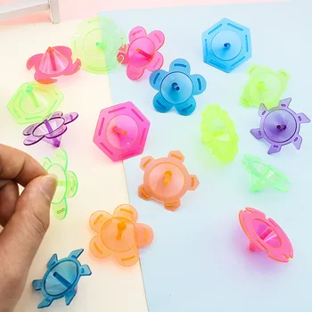 Çocuklar Mini Renkli Şeffaf Plastik Gyro Oyuncaklar Çocuklar için Kabartma Stres Dönen Top Doğum Günü Hediyeleri