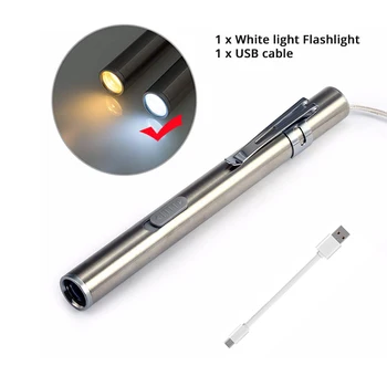 Şarj edilebilir LED el feneri Penlight MİNİ El Feneri USB şarj kablosu ile Açık Kamp için, Doktorlar taşınabilir el feneri