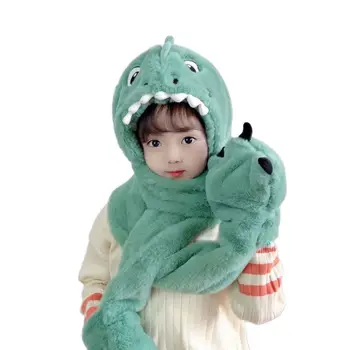 Doitbest Kış Çocuklar Eşarp Şapka Dinozor Kap Büyük Erkek Kız Çocuk Sevimli Kafa Aksesuarları Fantezi Moda 3 ila 10 yaşında
